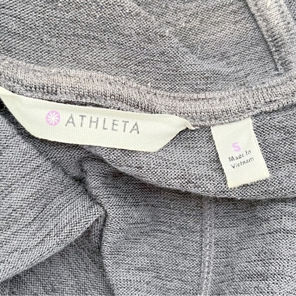Athleta Blissful Wrap Hooded Cardigan Sweater Open Front Heather Charcoal Grey S - Picture 3 of 12